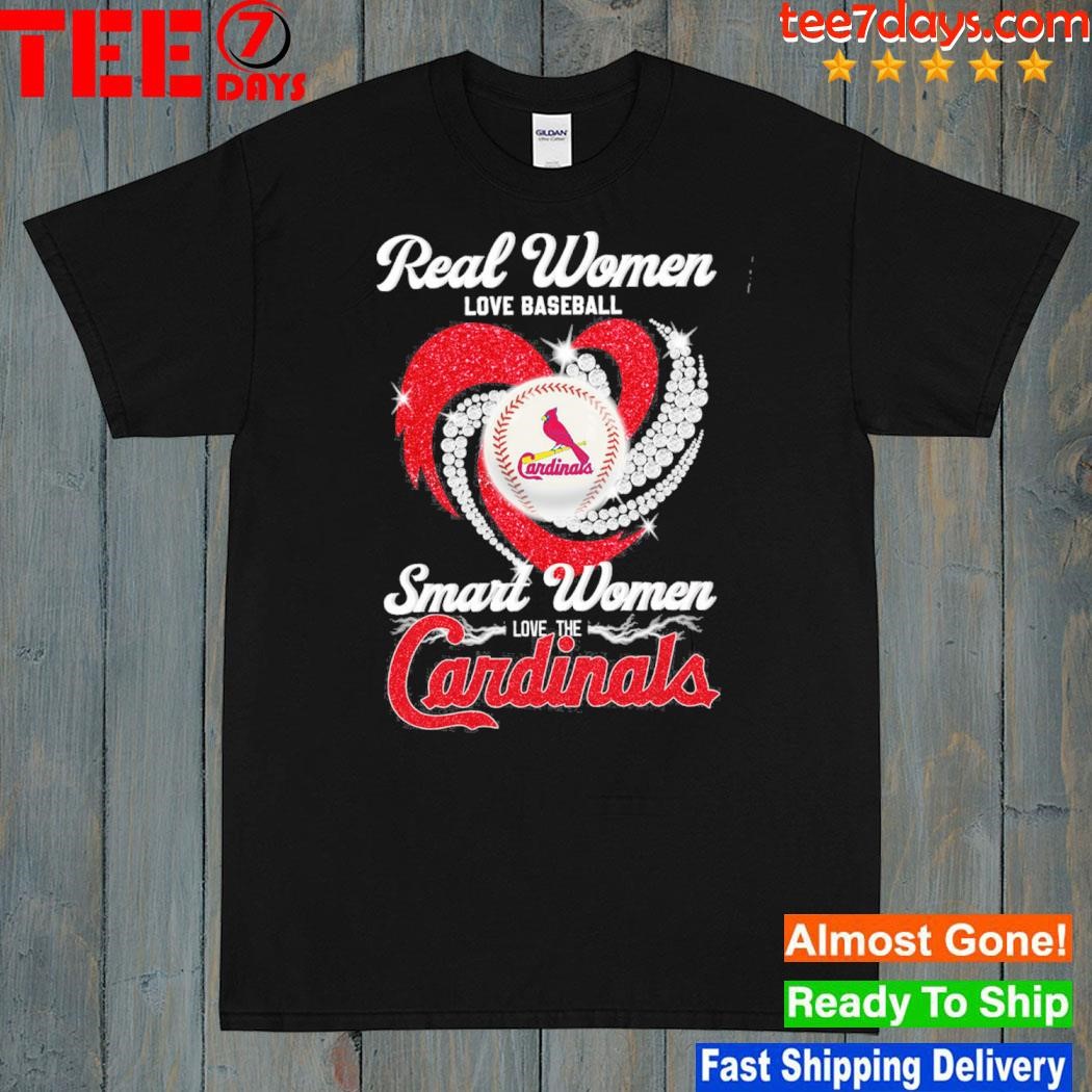 Real women smart womens cardinals heart shirt