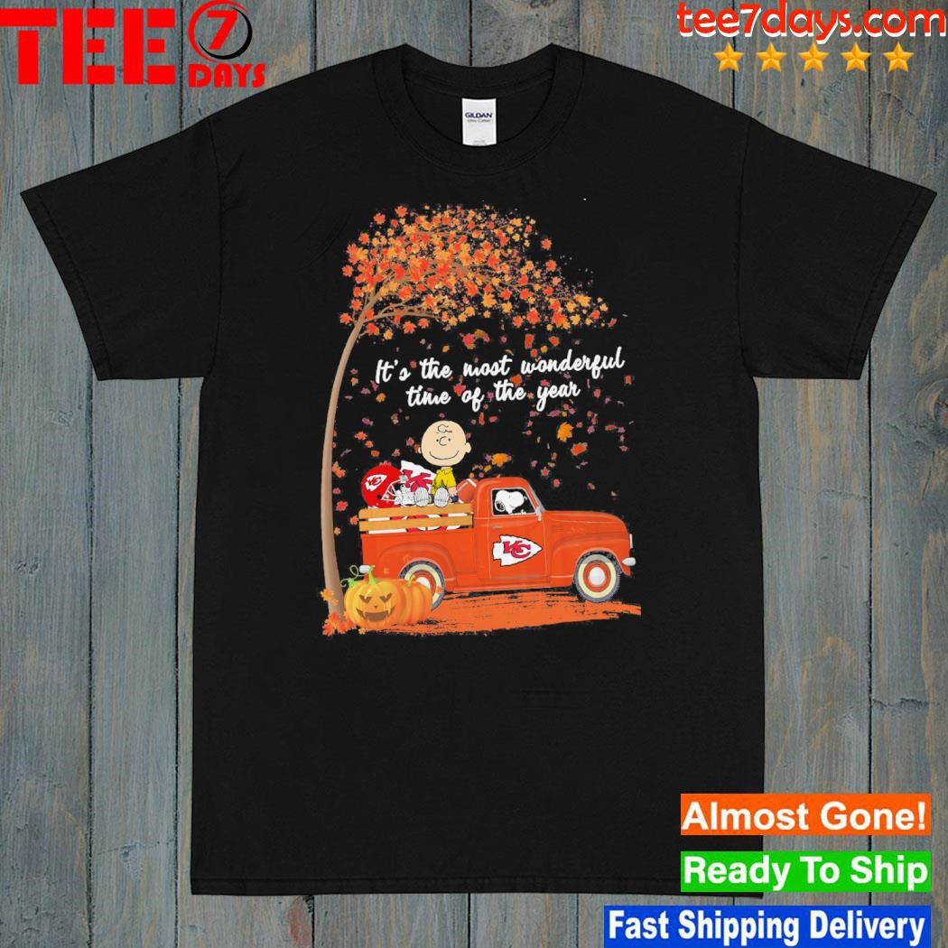 Snoopy And Charlie Brown Halloween Kansas City Chiefs It’s The Most Wonderful Time Of The Year T-shirt