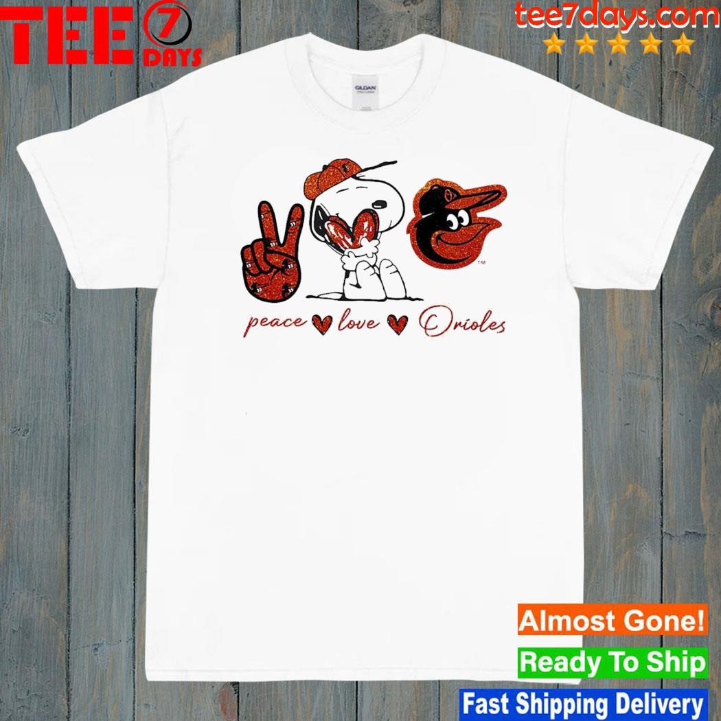 Snoopy Baltimore Orioles Peace Love Orioles Shirt