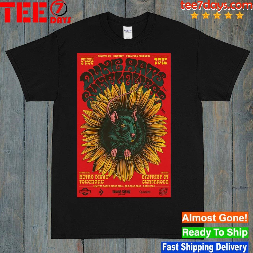Dunerats & Sunflowers 3rd November, 2023 Tour Poster shirt
