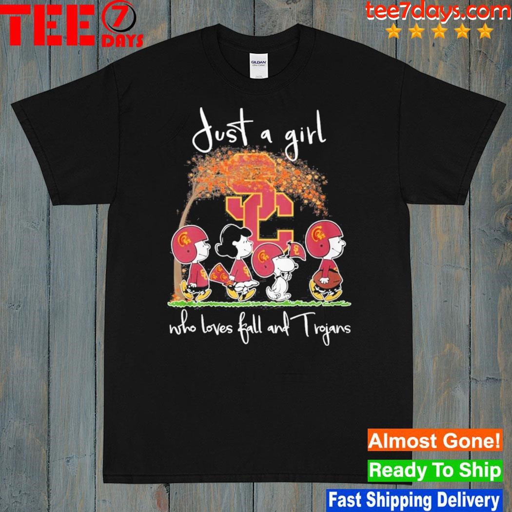 Peanuts Just A Girl Who Loves Fall And Trojans T-Shirt