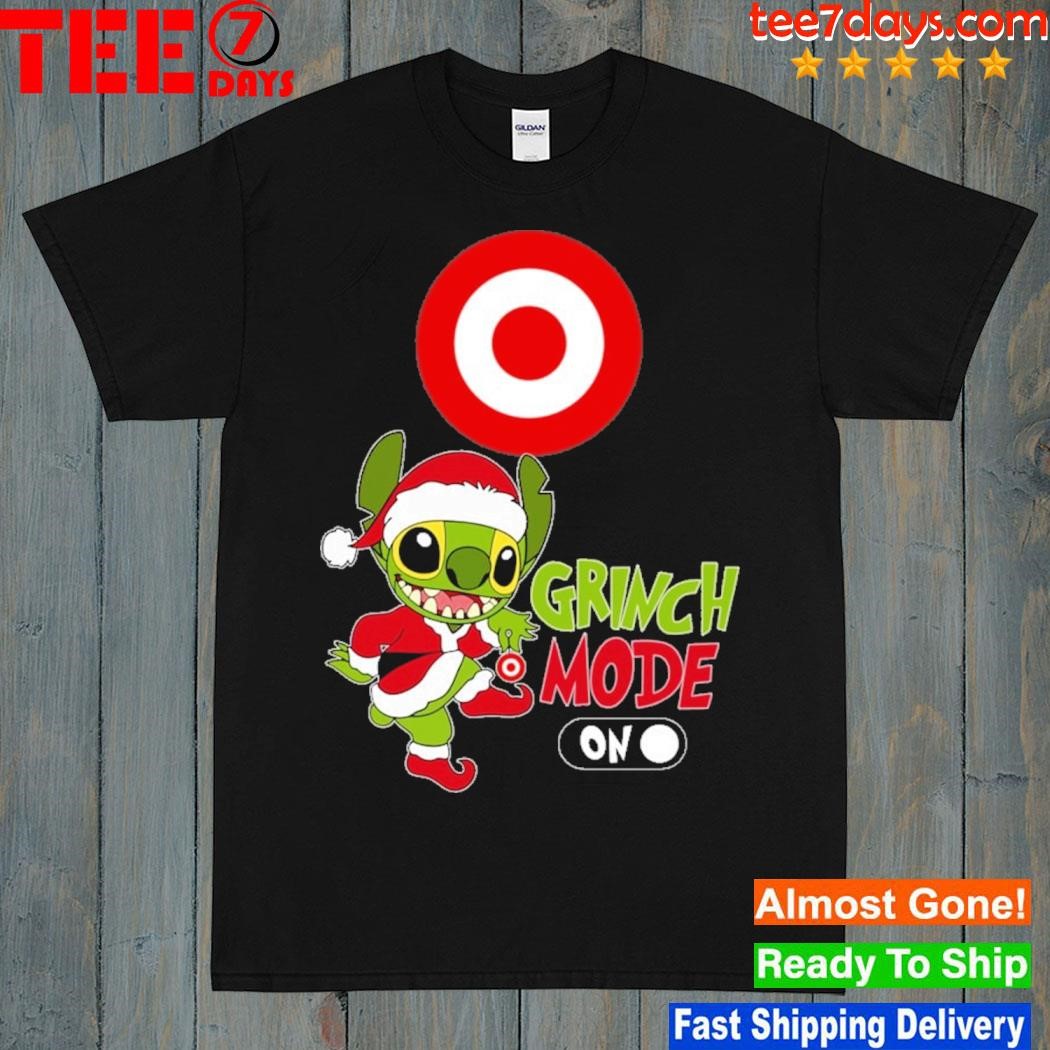 Baby Stitch Grinch hat santa Target Corp Grinch mode on christmas shirt