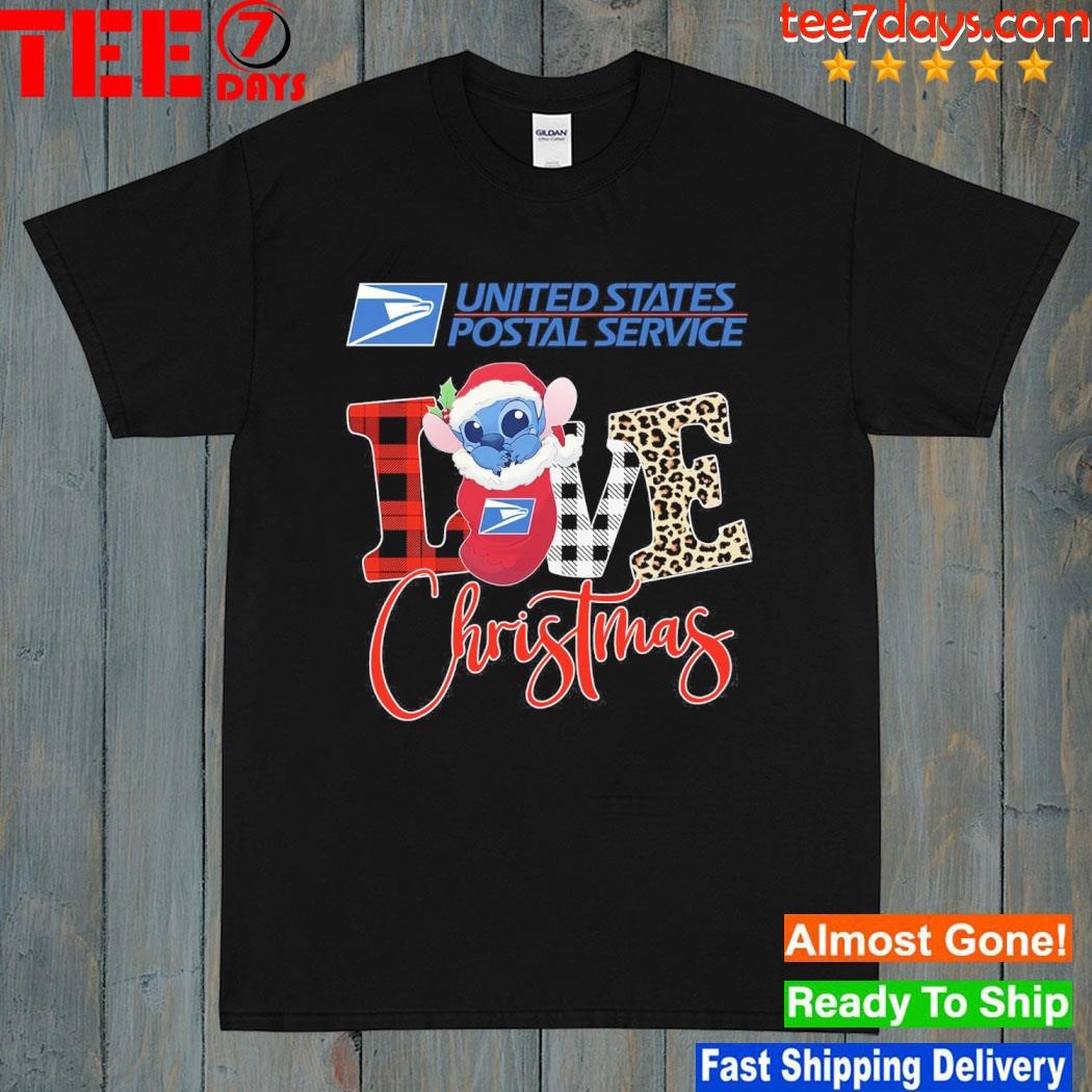 Baby Stitch hat santa United States Postal Service love christmas shirt