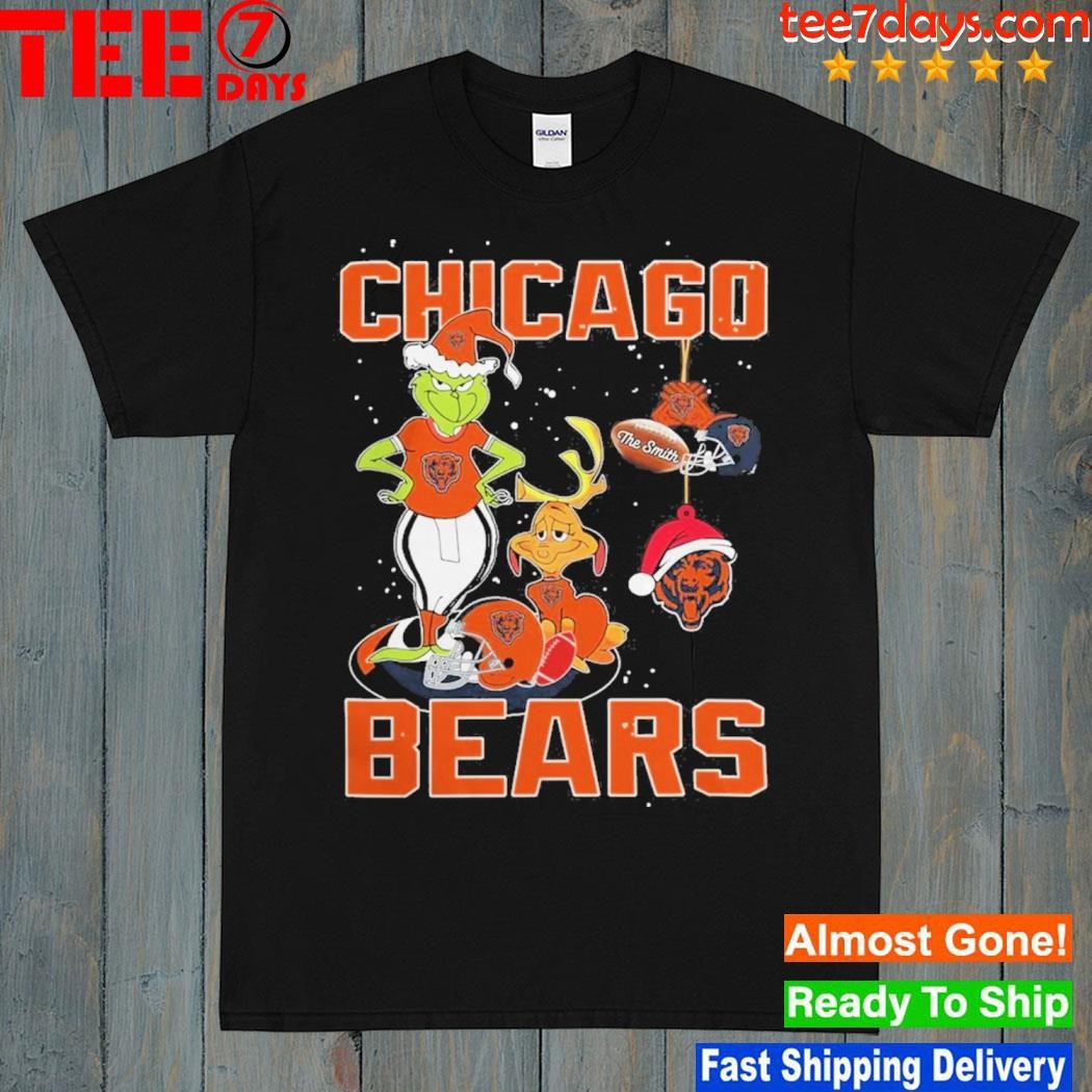 Grinch Hat Santa And Dog Chicago Bears Christmas 2023 Shirt