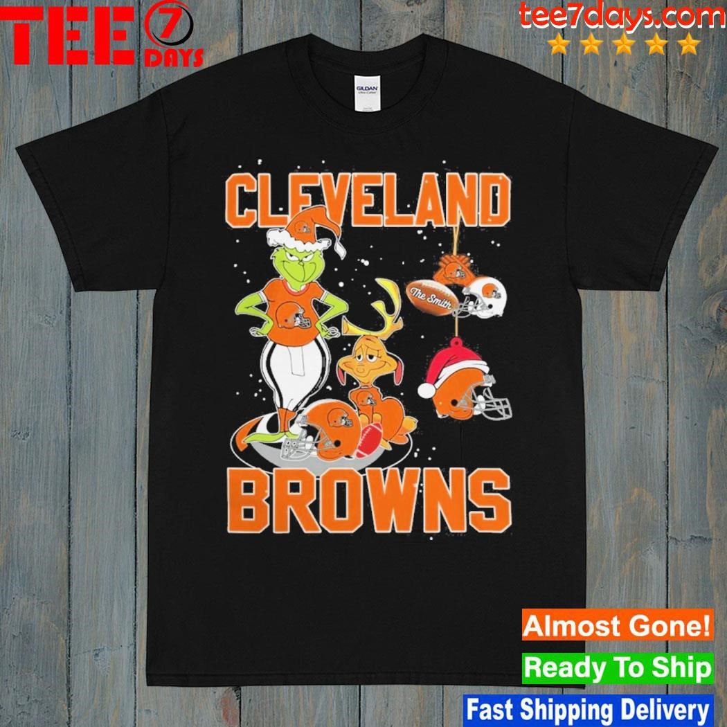 Grinch Hat Santa And Dog Cleveland Browns Christmas 2023 Shirt
