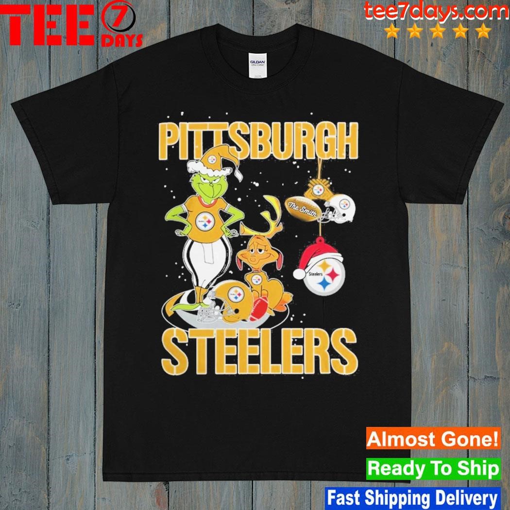 Grinch Hat Santa And Dog Pittsburgh Steelers Christmas 2023 Shirt