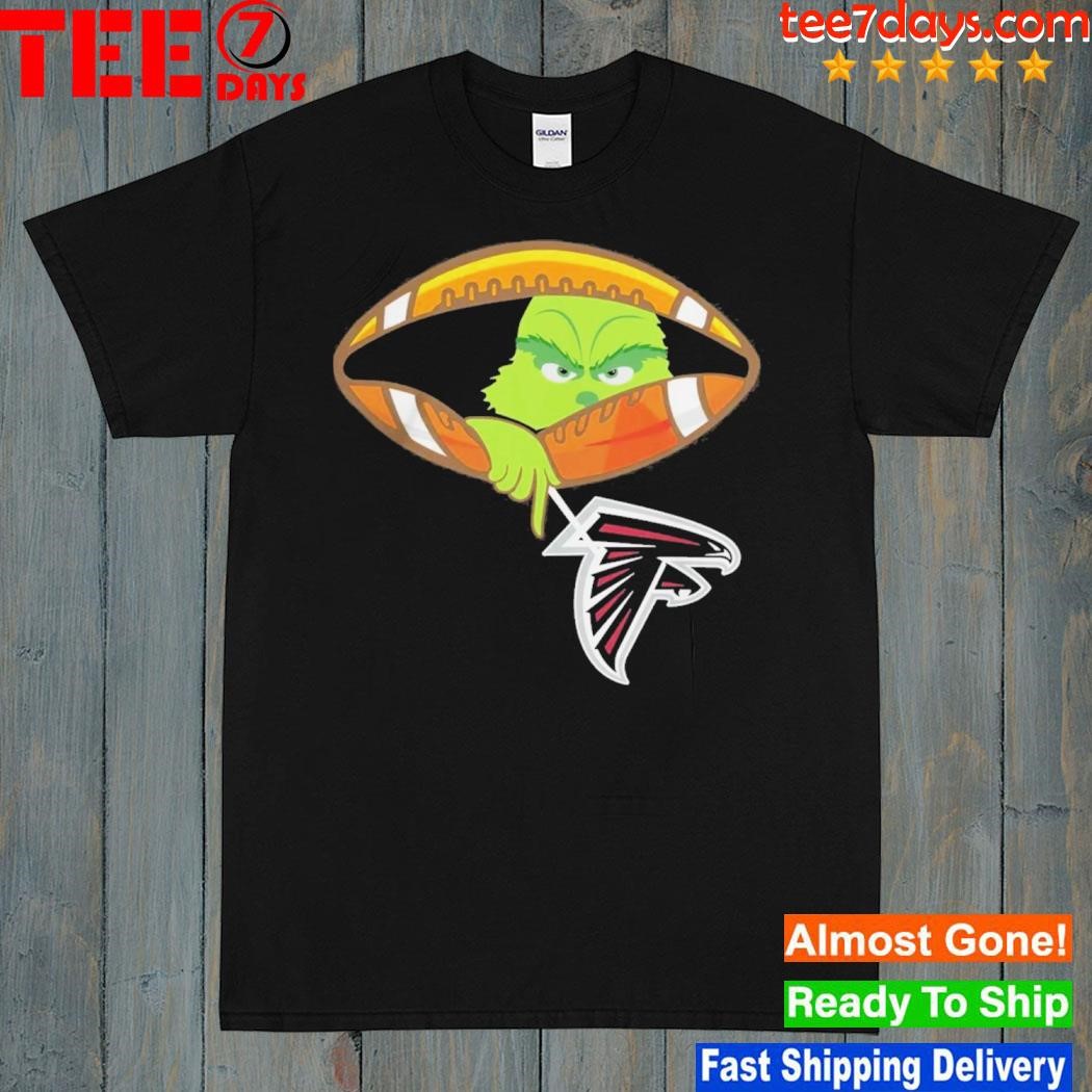 Grinch Hat Santa Hold Atlanta Falcons Football Logo Shirt