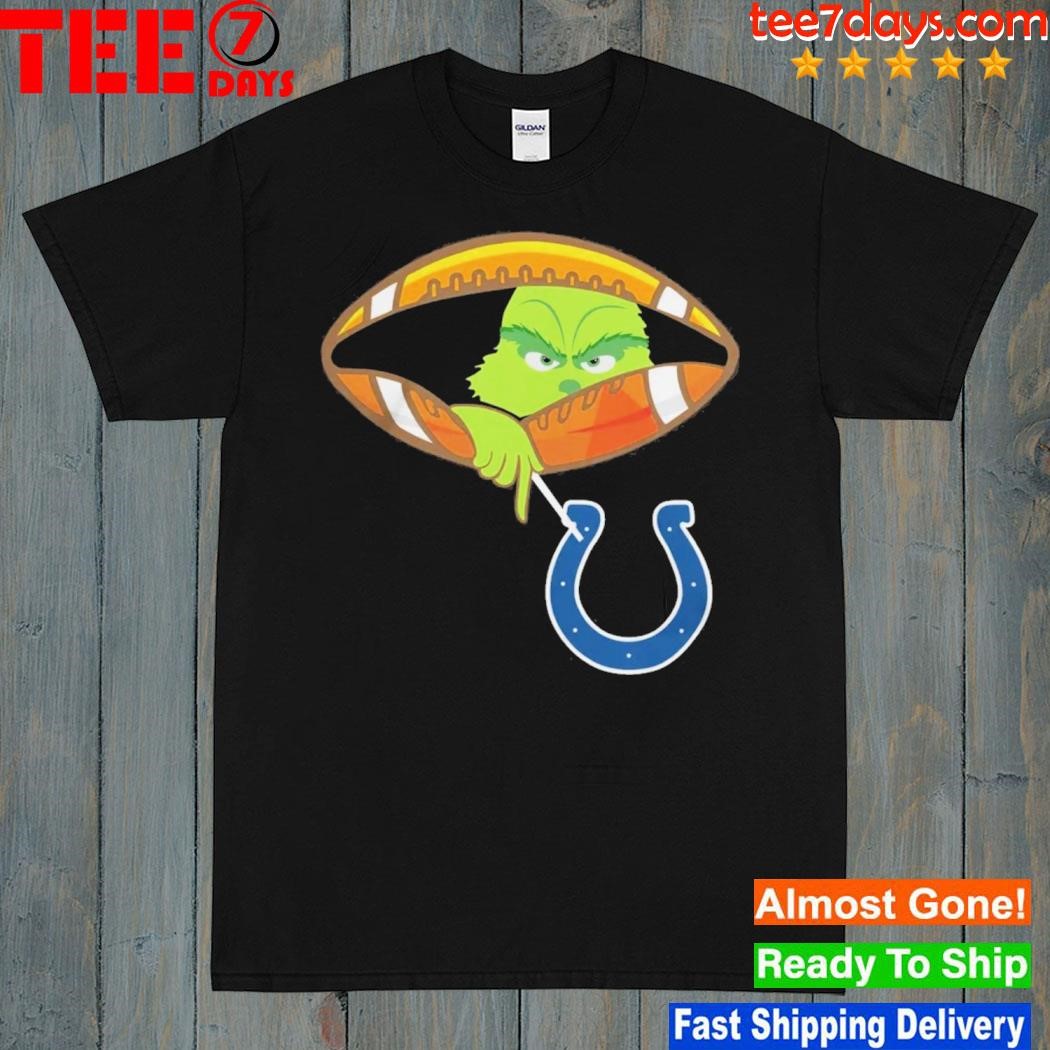 Grinch Hat Santa Hold Indianapolis Colts Football Logo Shirt
