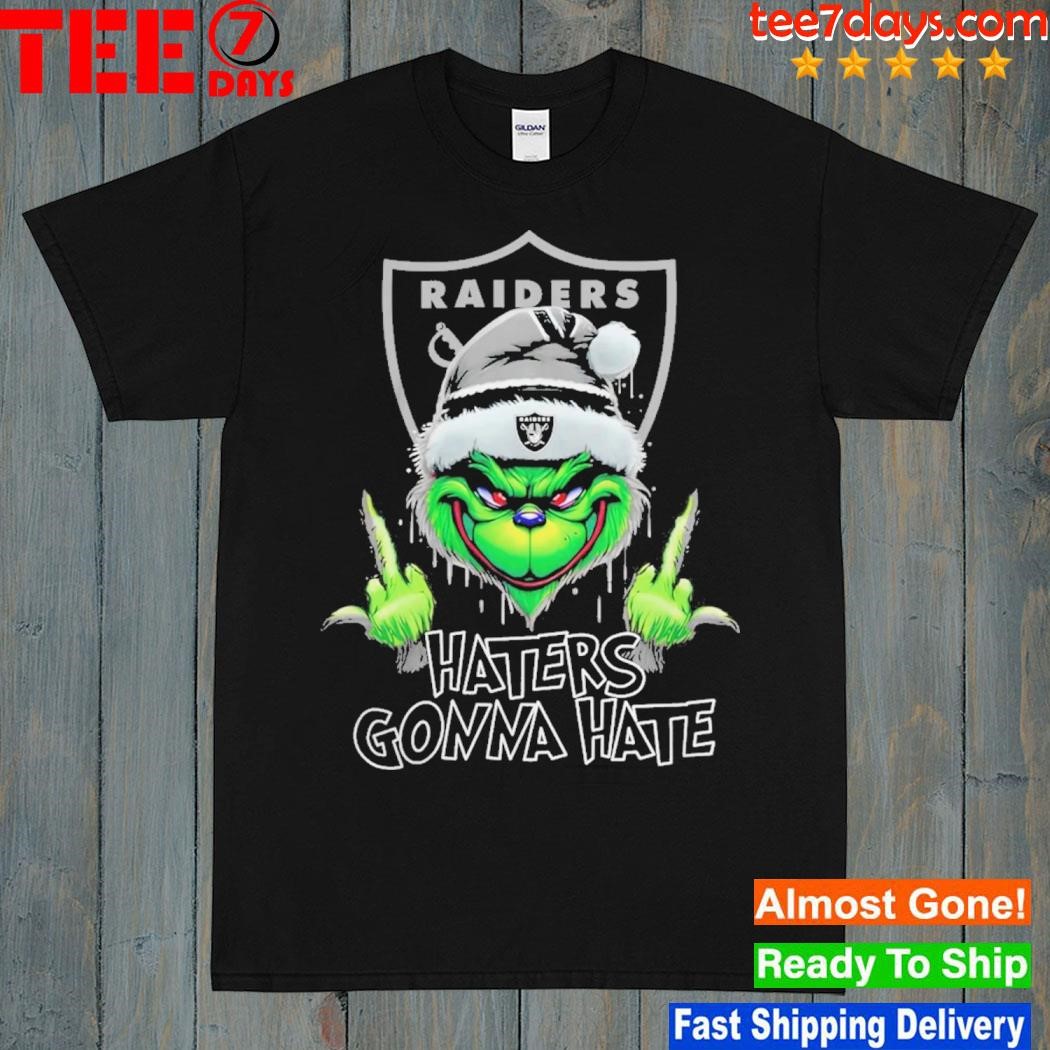 Grinch Hat Santa Las Vegas Raiders Middle Finger Haters Gonna Hate Logo Shirt