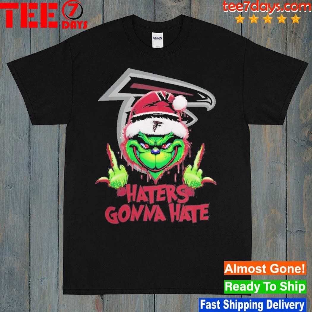 Grinch hat santa Atlanta Falcons Middle Finger Haters Gonna Hate Logo Shirt