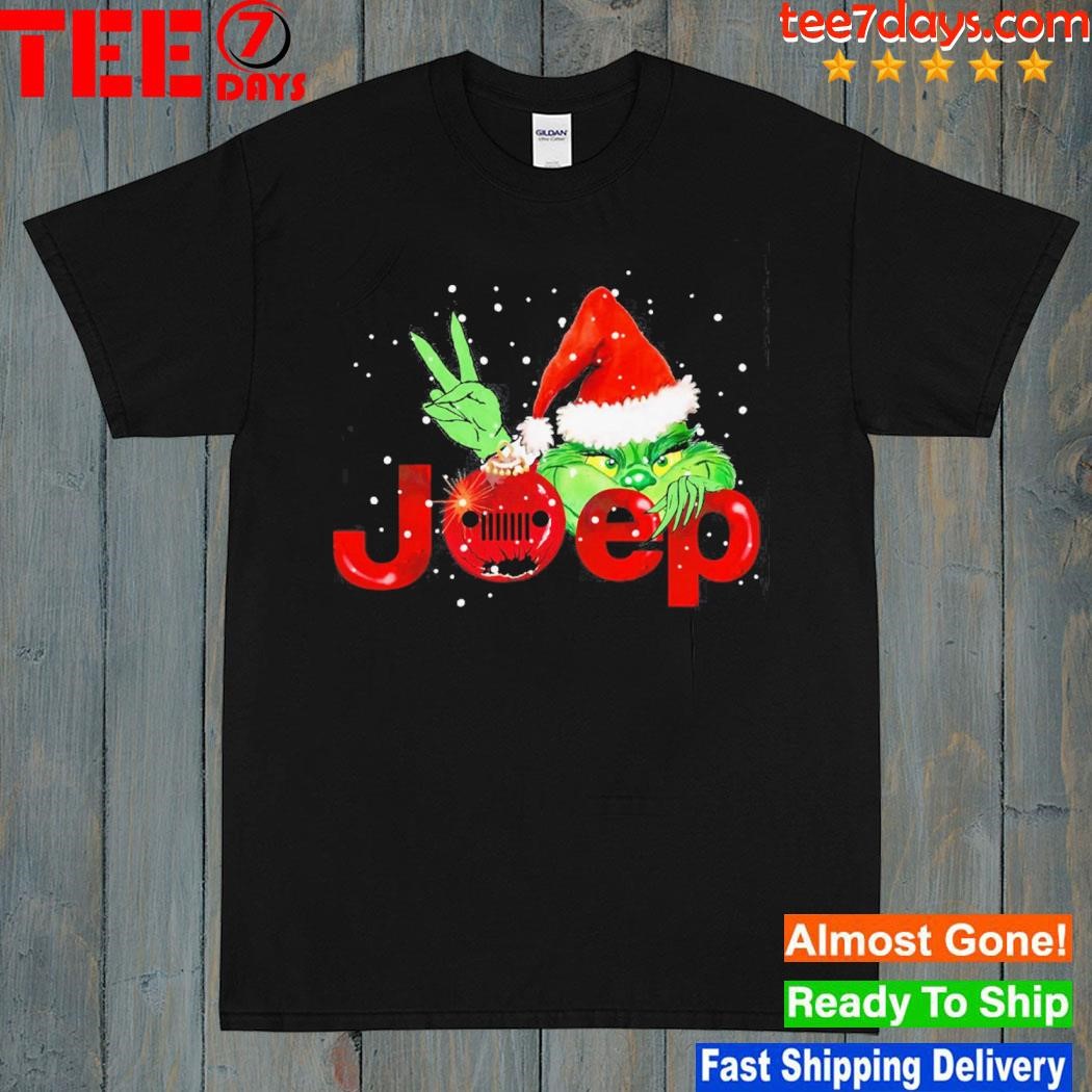 Grinch hat santa jeep merry christmas shirt