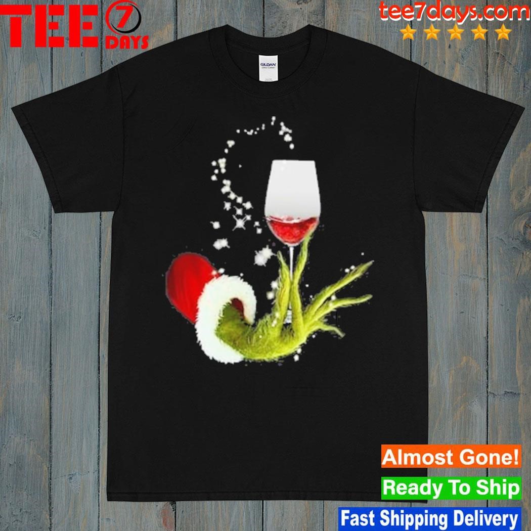 Grinch santa wine glasses christmas shirt