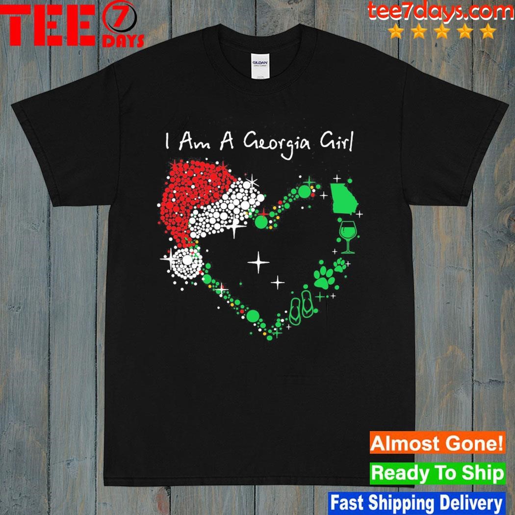 Heart hat santa I am a Georgia girl merry christmas shirt