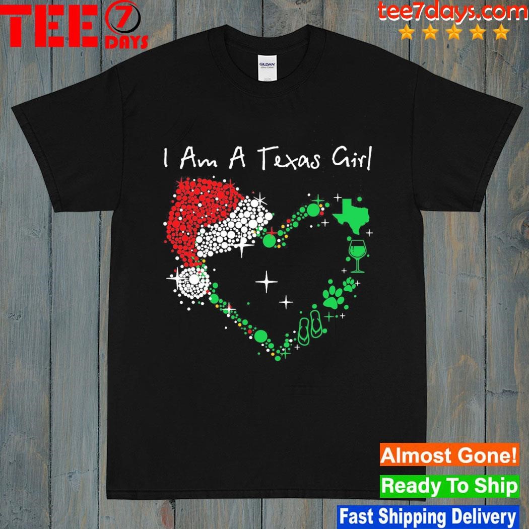 Heart hat santa I am a Texas girl merry christmas shirt