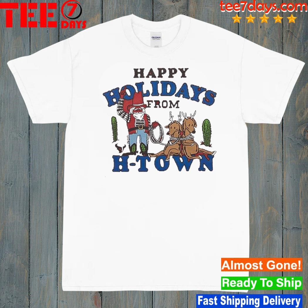 Homage Nfl Houston Texans Christmas Happy Holidays From H-Town Red Shirt