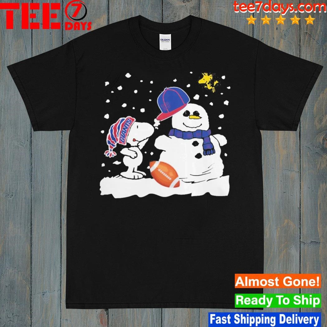 Peanuts Snoopy And Woodstock Snowman New York Giants Shirt