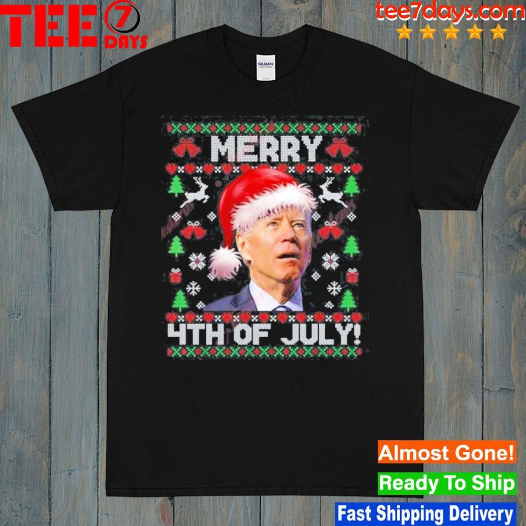 Santa Joe Biden Merry 4Th Of July Ugly Christmas Sweater Shirt