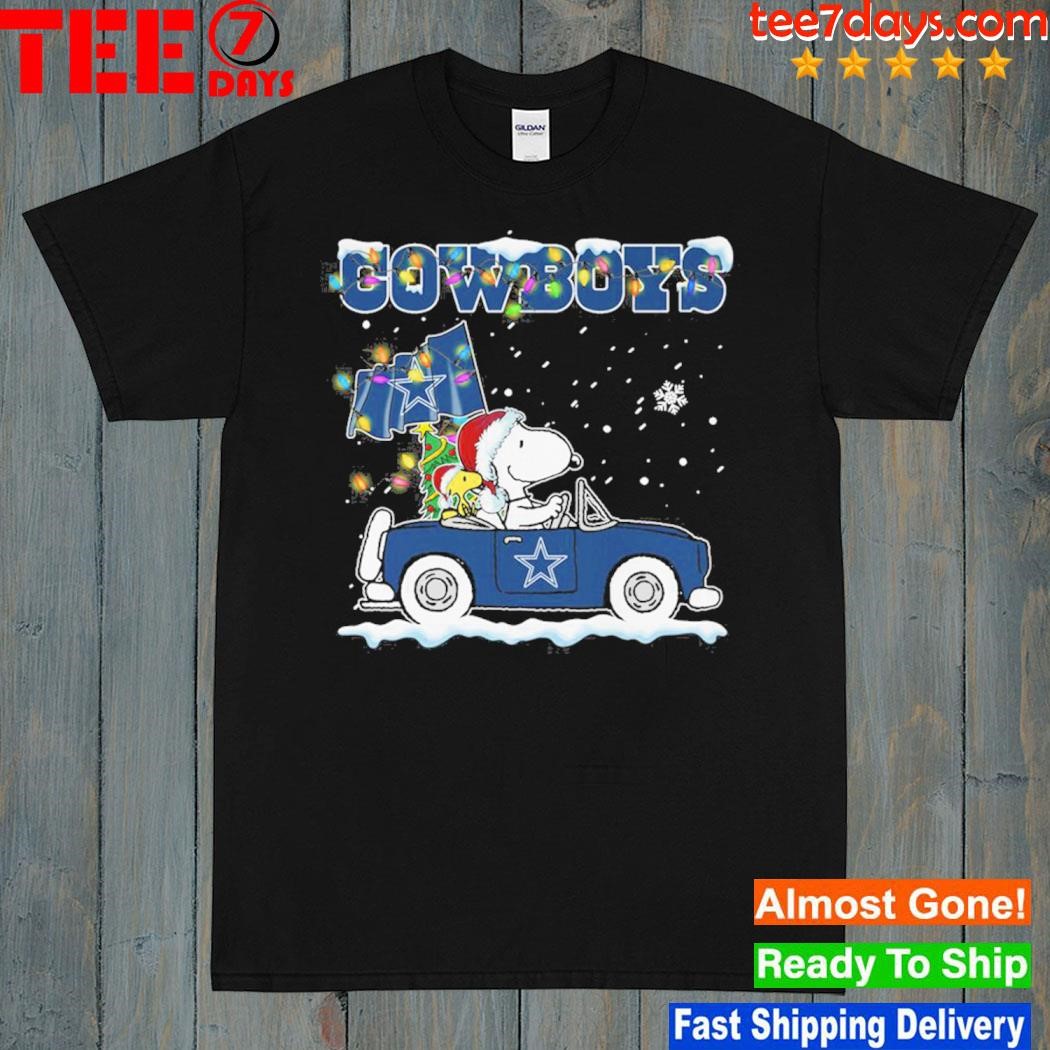 Snoopy Driver Car Dallas Cowboys Merry Christmas T Shirt