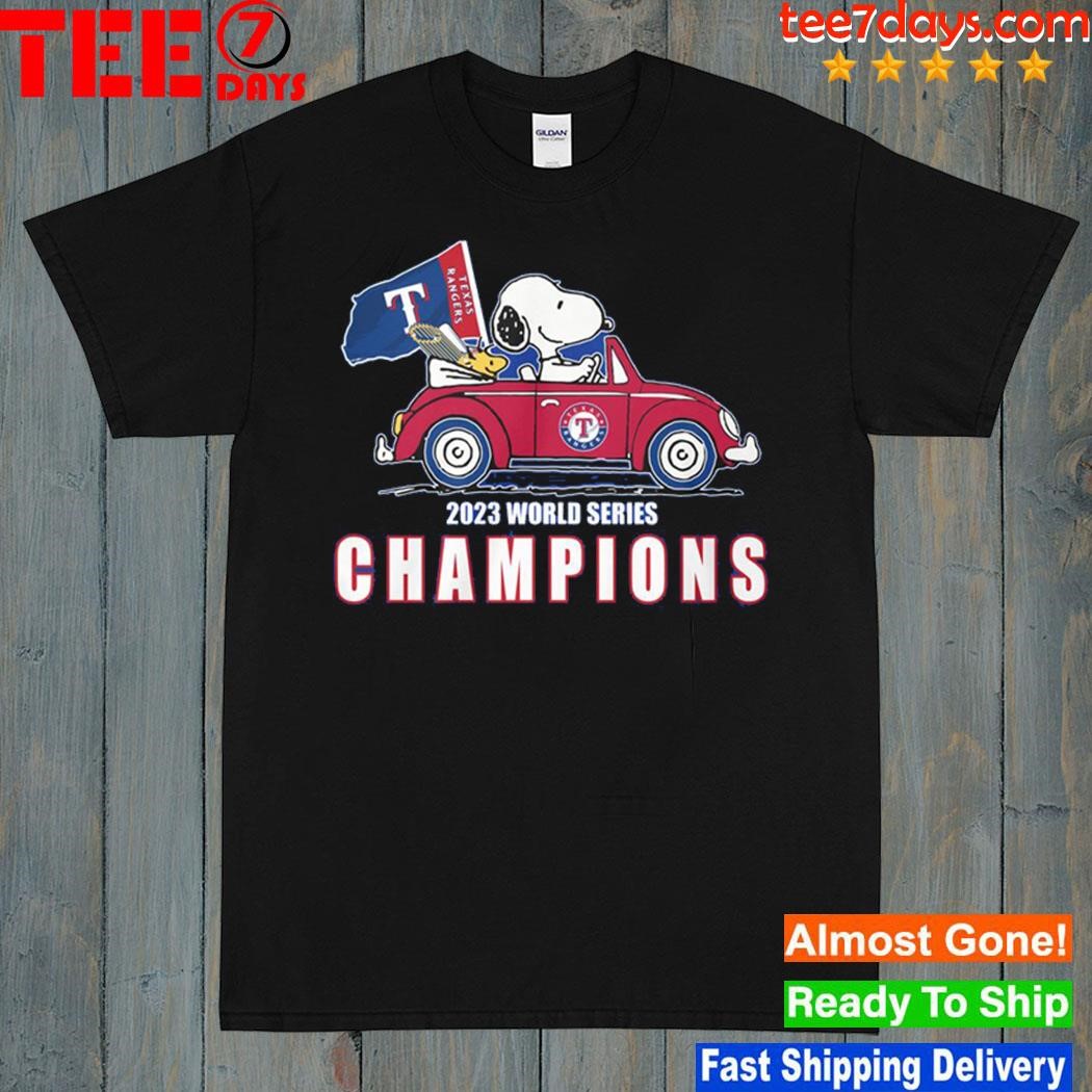 Snoopy Driving Car Texas Rangers Champions 2023 World Series Shirt