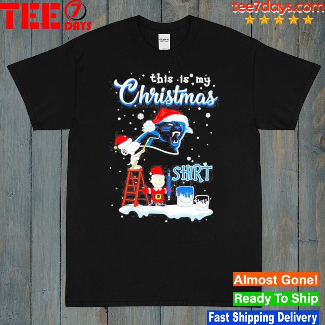 Snoopy and Charlie Brown NFL Carolina Panthers This Is My Christmas T-Shirt