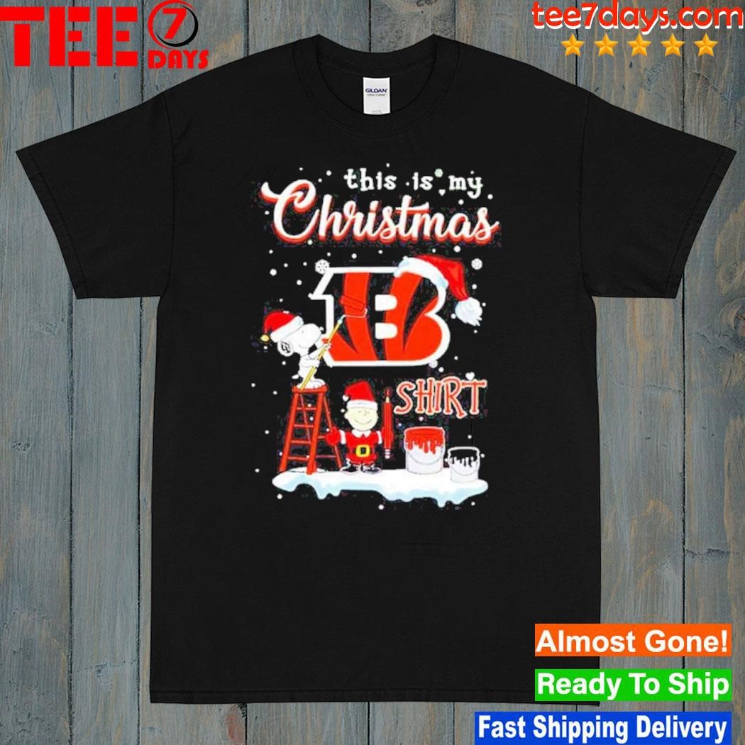 Snoopy and Charlie Brown NFL Cincinnati Bengals This Is My Christmas T-Shirt