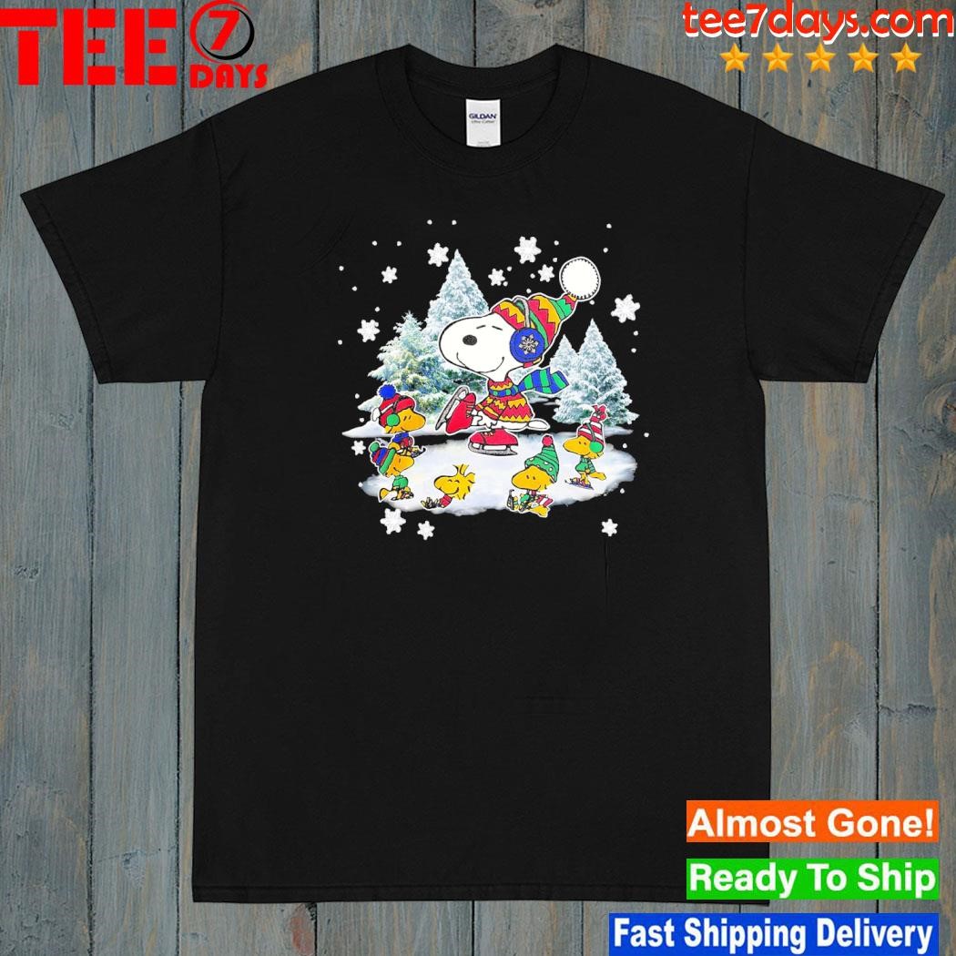 Snoopy and Woodstock Snow slide merry christmas shirt
