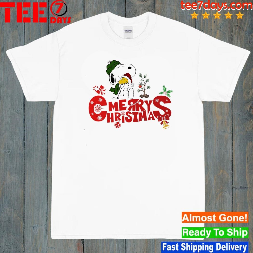 Snoopy and Woodstock hat santa tree merry christmas 2023 shirt