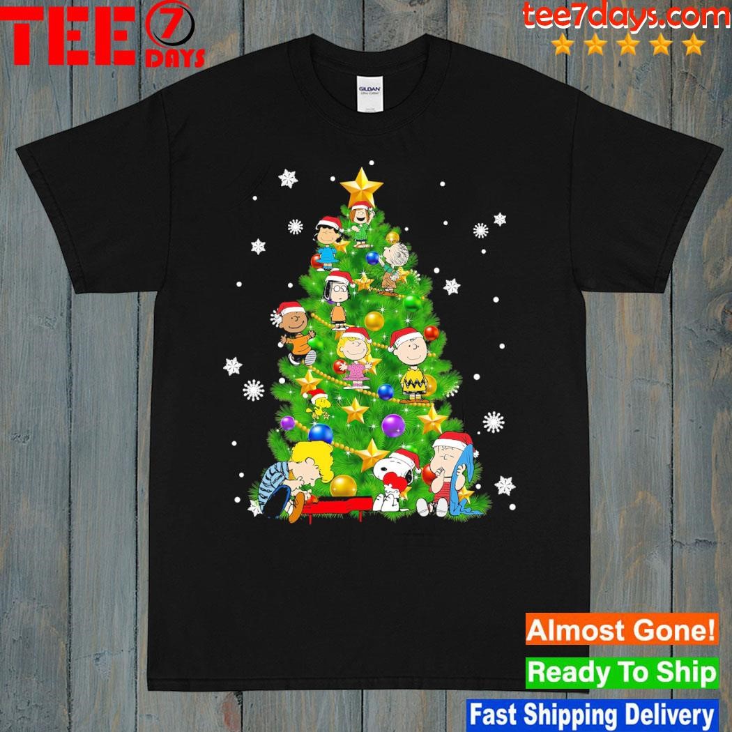 Snoopy and friends pine tree merry christmas shirt