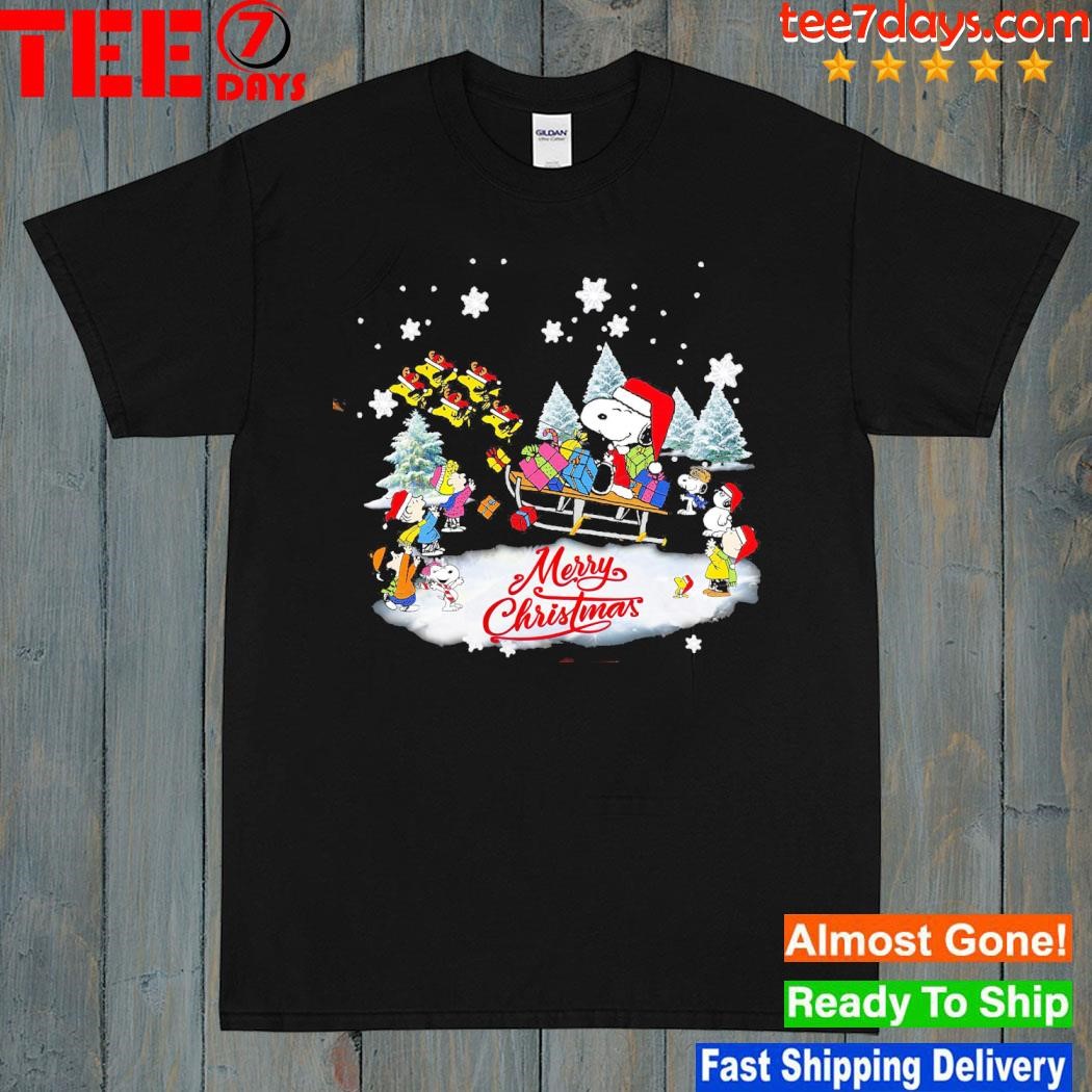 Snoopy hat santa and Woodstock reindeer and friends funny merry christmas shirt