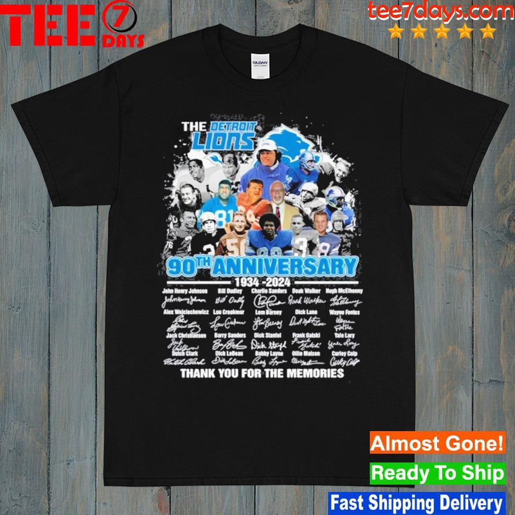 The Detroit Lions 09th anniversary thank you for the memories team name player signatures shirt