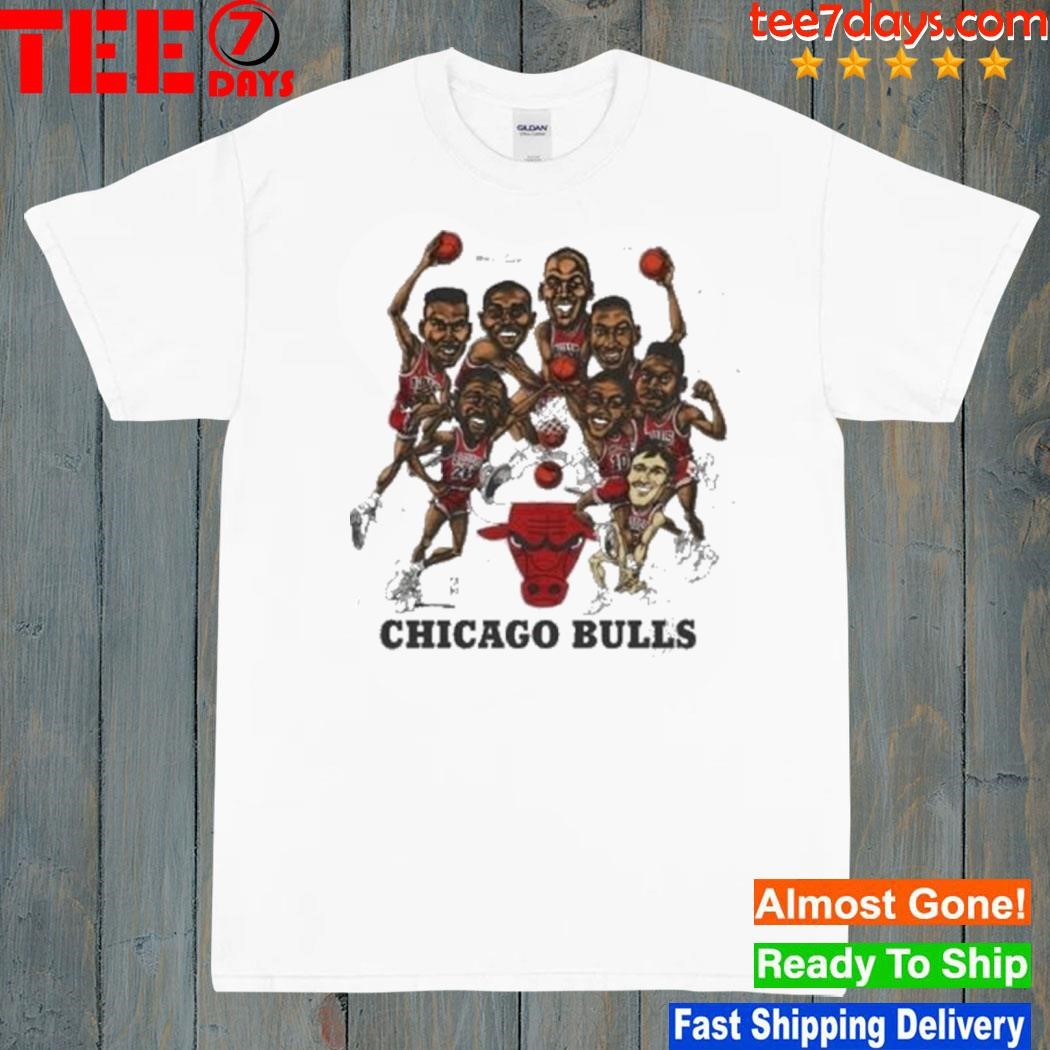 Trending Chicago Bulls Basketball Team Caricature Signatures Vintage Shirt
